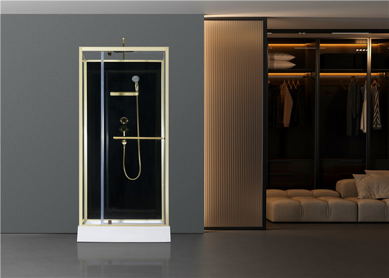 方法ピボット ドア、角のシャワー室、白いアクリルの皿、金のalumimiumが付いている正方形のシャワーの小屋