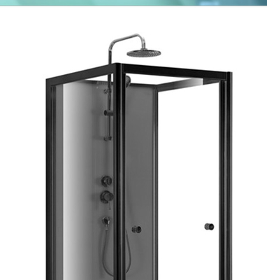 ピボット ドアの正方形4mmは黒いアクリルの皿が付いている明確なガラス シャワーの小屋を和らげた