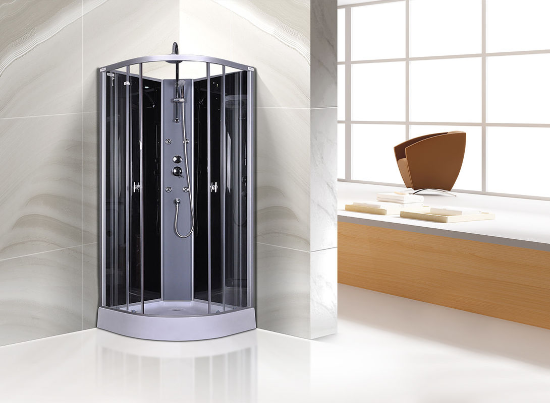 円の灰色の象限儀のシャワーのキュービクル900 x 900 x 2250のMMのABS皿のChromeのプロフィール